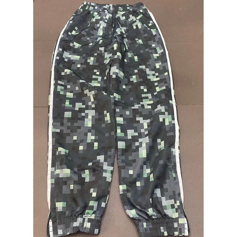 Adidas Originals Minecraft Movie Track Pants Green‎ Small Striped Nylon Jogger